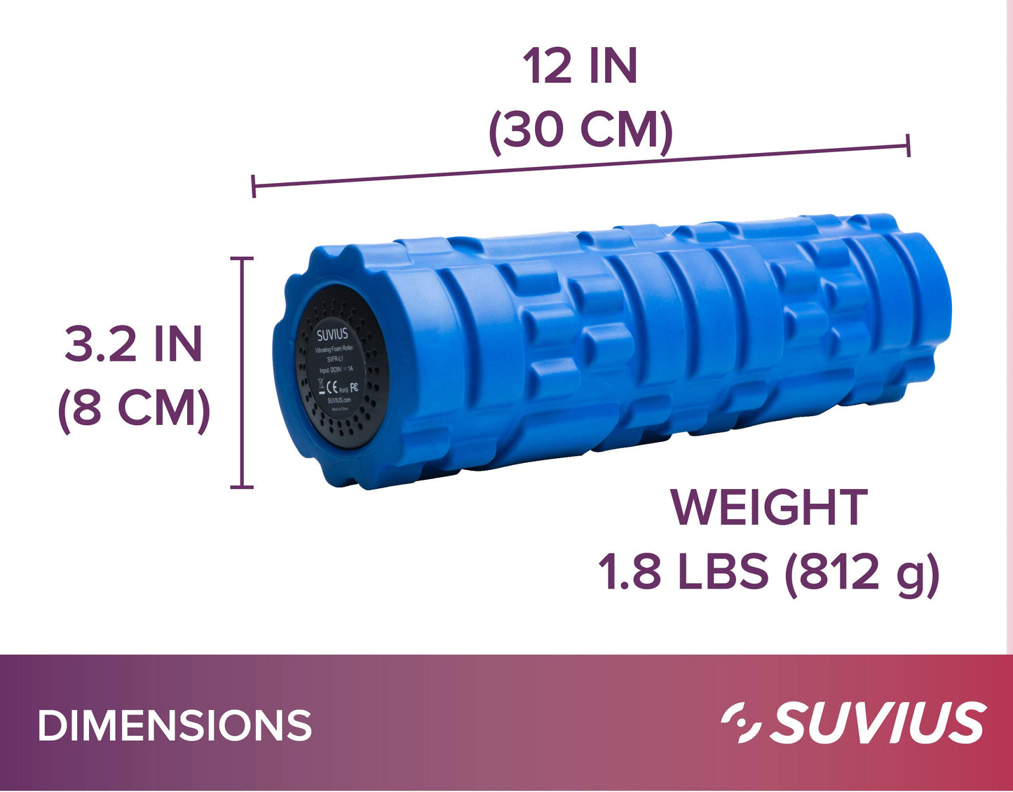 Vibrating Foam Roller - 4 Vibration Levels - Rechargeable - Trigger Point Therapy, Deep Tissue Massage, Muscle Recovery, Back Roller and Muscle Massager - Large, Black