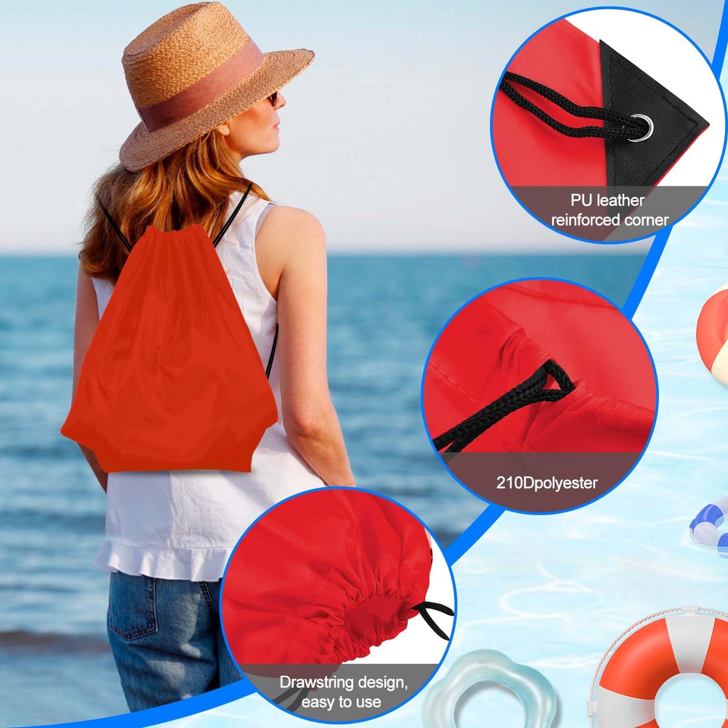 PLULON 6 Pcs Drawstring Bags Bulk Red Drawstring Backpack String Backpack Cinch Sack Sport Gym Backpack Bags for Yoga Traveling Outdoor Sports