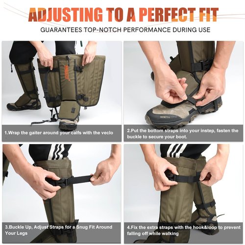 Frelaxy Snake Gaiters, Waterproof Snake Guard Chaps, Snake Bite Protection for Lower Legs, Adjustable Snake Proof Gaiters for Hunting/Outdoor Working, Fit for Men & Women