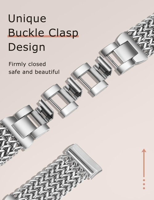 Minyee Metal Bands Compatible with Fitbit Versa 4/Sense 2/Versa 3/Sense Bands Women, Dressy Stainless Steel Silver Multi-chain Designer Starlight Link Bracelet Wristband Replacement Strap for Versa 3