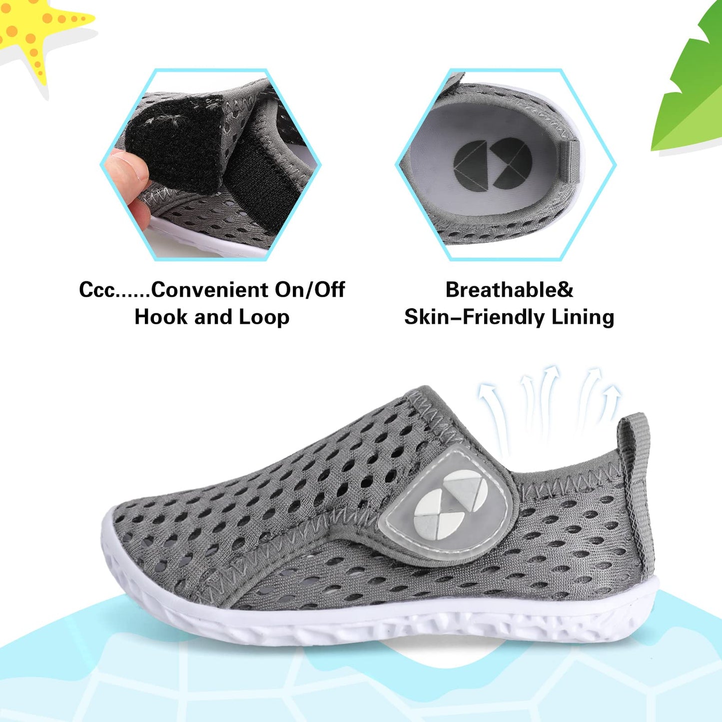 Toddler Water Shoes for Girls Boys Kids Barefoot Swim Beach Aqua Socks Summer Sandals Breathable Quick Dry for Outdoor Water Sports Pool River 7-7.5 Toddler