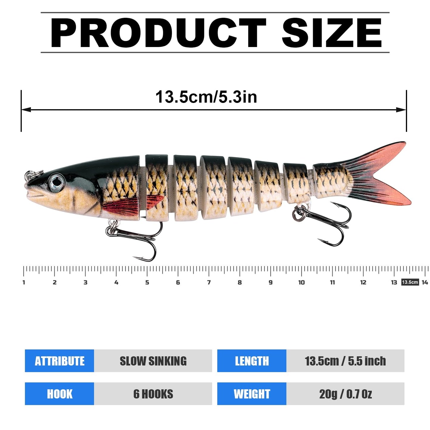 ReeMoo Fishing Lures for Bass, Topwater Fishing Lures, Multi Jointed Swimbaits, Lifelike Slow Sinking Swimming Bass Lures for Freshwater and Seawater Fishing Accessories