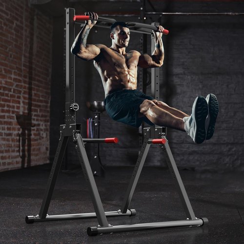 Klismos Foldable Pull Up Bar Station, Adjustable Multifunction Power Tower Dip Bar Station Home Gym Strength Training Workout Equipment for Pull-up Push-up Dips