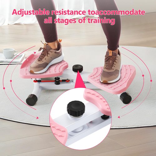 Waist Twisting Machine & Ab Twister Machine - 300 lbs Noiseless Waist Twister Board for Core Exercise, Home Gym Fitness Equipment with Resistance Bands (Women/Men) (Pink)