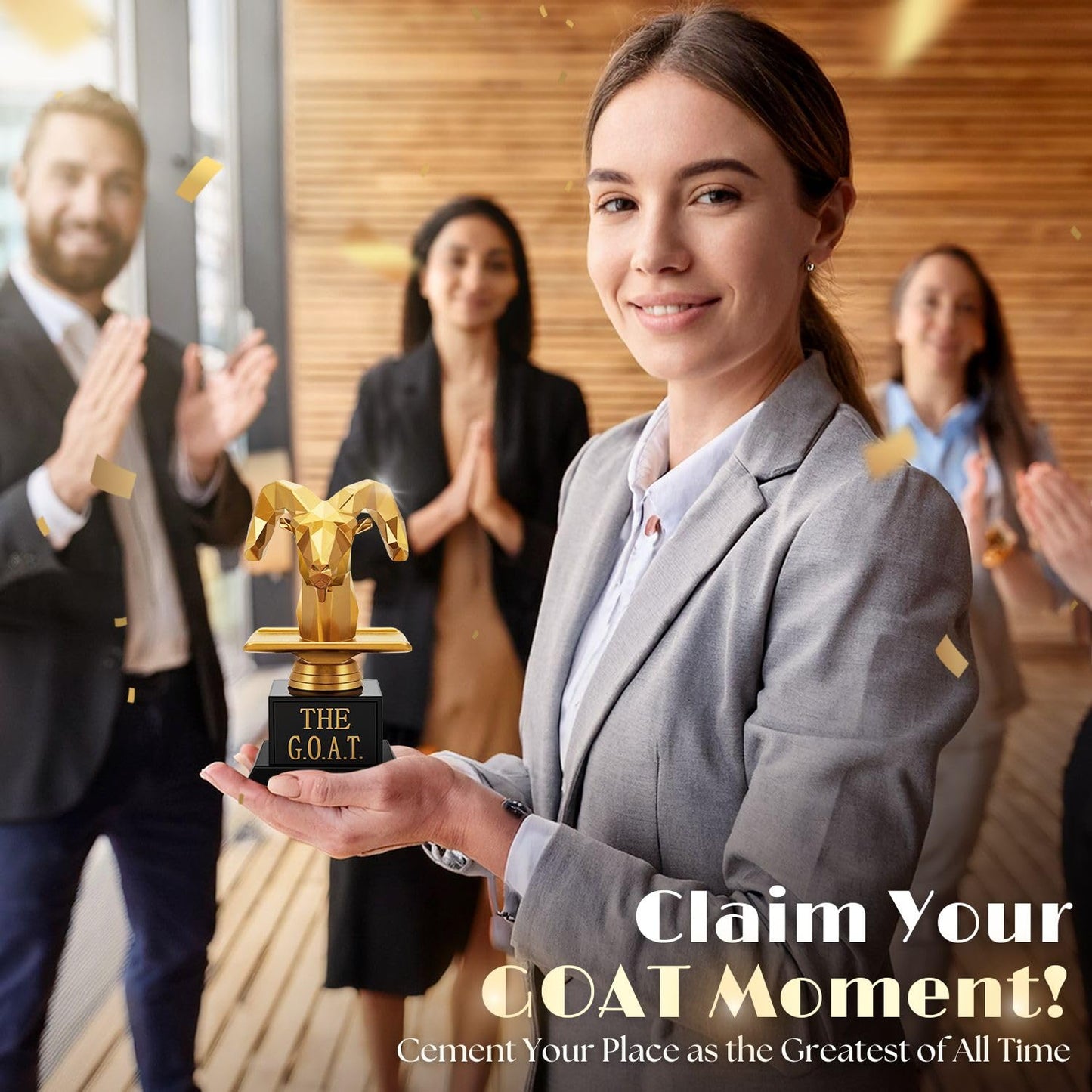 Flexzion The Goat Trophy Award - Greatest of All Time Funny Trophy for Adults, Engraved Plate with Head Goat Statue, Unique Recognition Gift Plaque for Sports, Employee, Teacher, Boss, Friend, & More