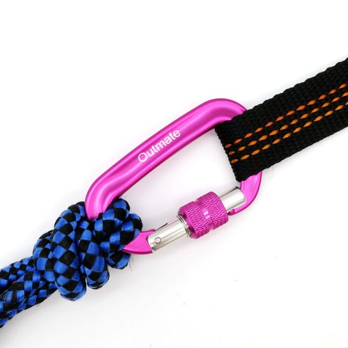 Outmate 12kN 3.2"x2" Heavy-Duty Carabiner Clips - Durable, Lightweight Aluminum Alloy Carabiners for Hiking, Camping, Keychains, Dog Leashes, Hammocks & More(Screw gate,2 Pink)