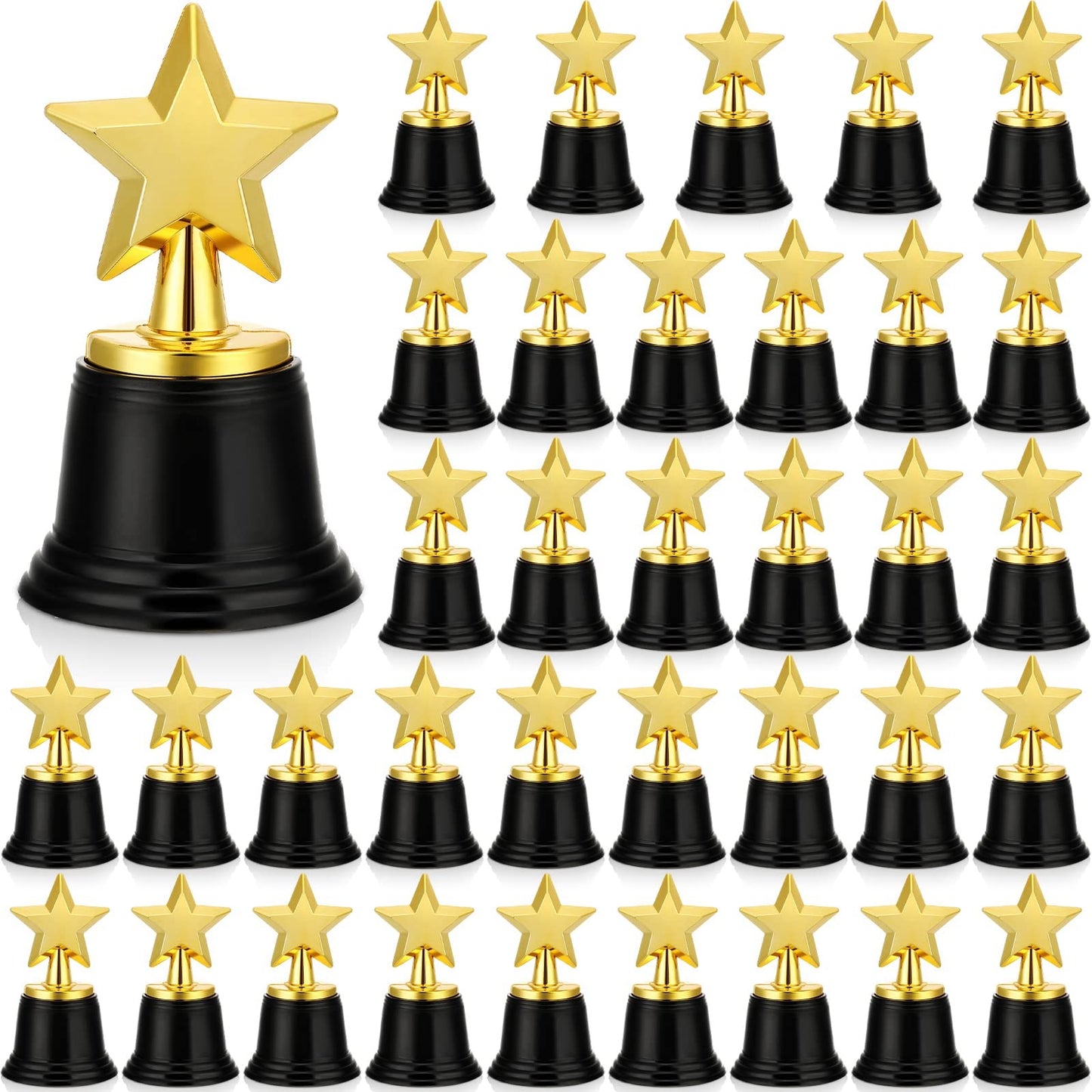 Jerify 36 Pcs Mini Star Trophy Awards Bulk 4.7 Inch Gold Trophy Awards Plastic Cup for Party Favors Soccer Football Winning Prize Competitions Carnival Rewards