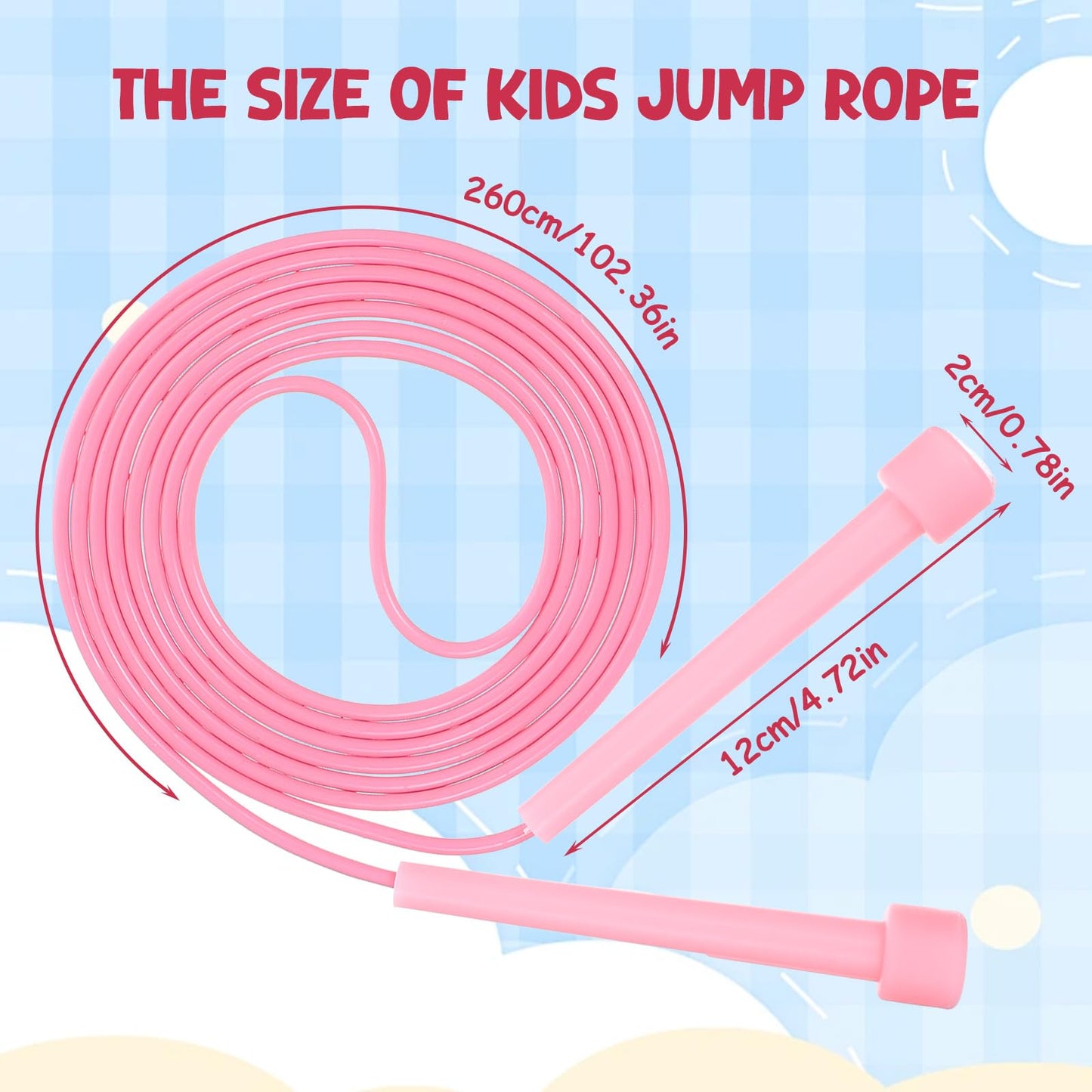 KFHENSOMR 2pcs Lightweight Adjustable Kids Jump Rope, Tangle-Free PVC Jumping Ropes, Multicolor Jump Ropes Bulk with Plastic Handles for Women Men Exercise Gym Fitness, Jumping Rope for Fitness