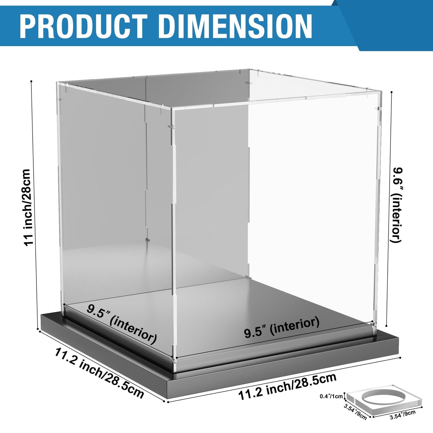 Xiomot Soccer Ball Display Case Clear Acrylic Display Case Box with Mirror Back and Black Metal Grooved Base Stackable Holder with Removable Built-in Soccer Ball Stand for Sports Collectibles