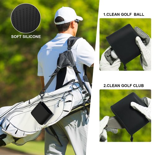 Golf Club & Ball Cleaner Bag - Detachable Clip, Silicone Golf Club Cleaner Cleans Grooves - Golf Ball Washer Easy to Clean - Golf Club Bag Accessories
