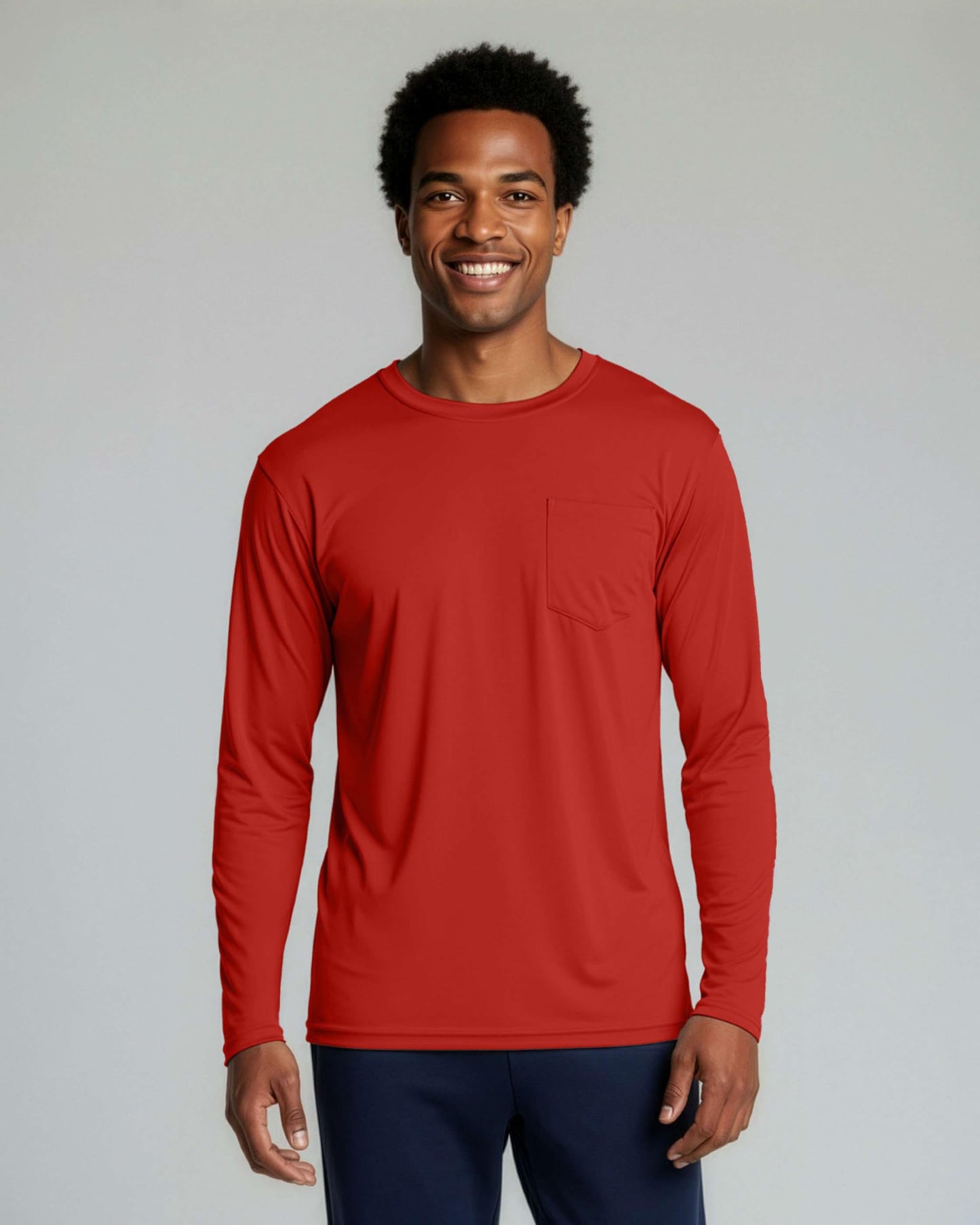 Real Essentials 4 Pack: Men's Dry-Fit Active Athletic Long Sleeve Pocket Crew T-Shirt Outdoors UPF 50 (S-5XLT)