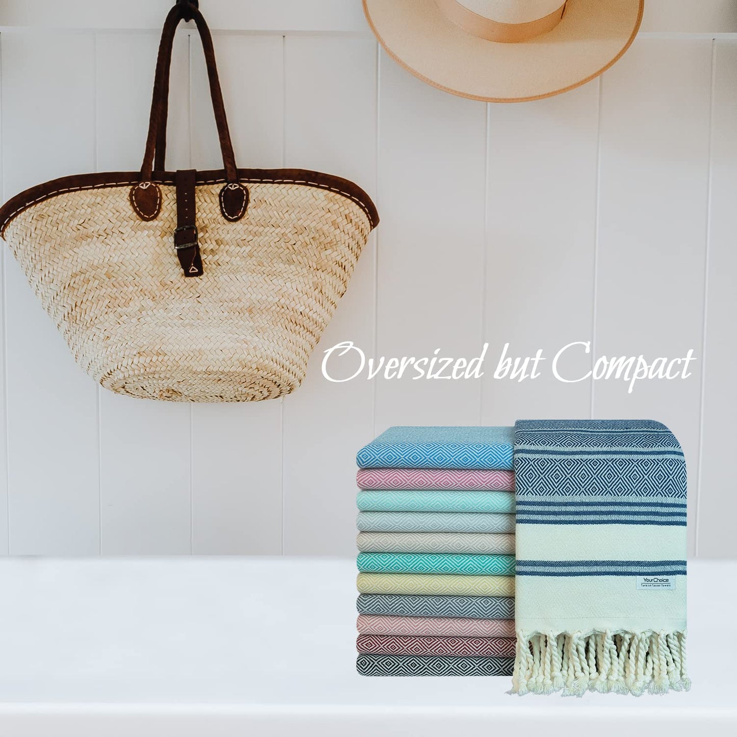 Your Choice Turkish Beach Towel (71x41) - 100% Cotton Turkish Towel, Sand Free Quick Dry Oversized, Lightweight Compact Travel Towel - Color Navy