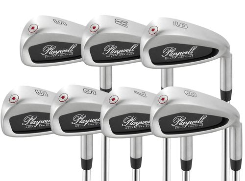 PLAYWELL Golf Iron Set for Men - GOLF ERA Right Handed Golf Irons - 5,6,7,8,9,S,W-Pitching & Sand Wedge- Regular Flex Steel Shaft, 7pcs Golf Club Set- Silver & Black Right Hand