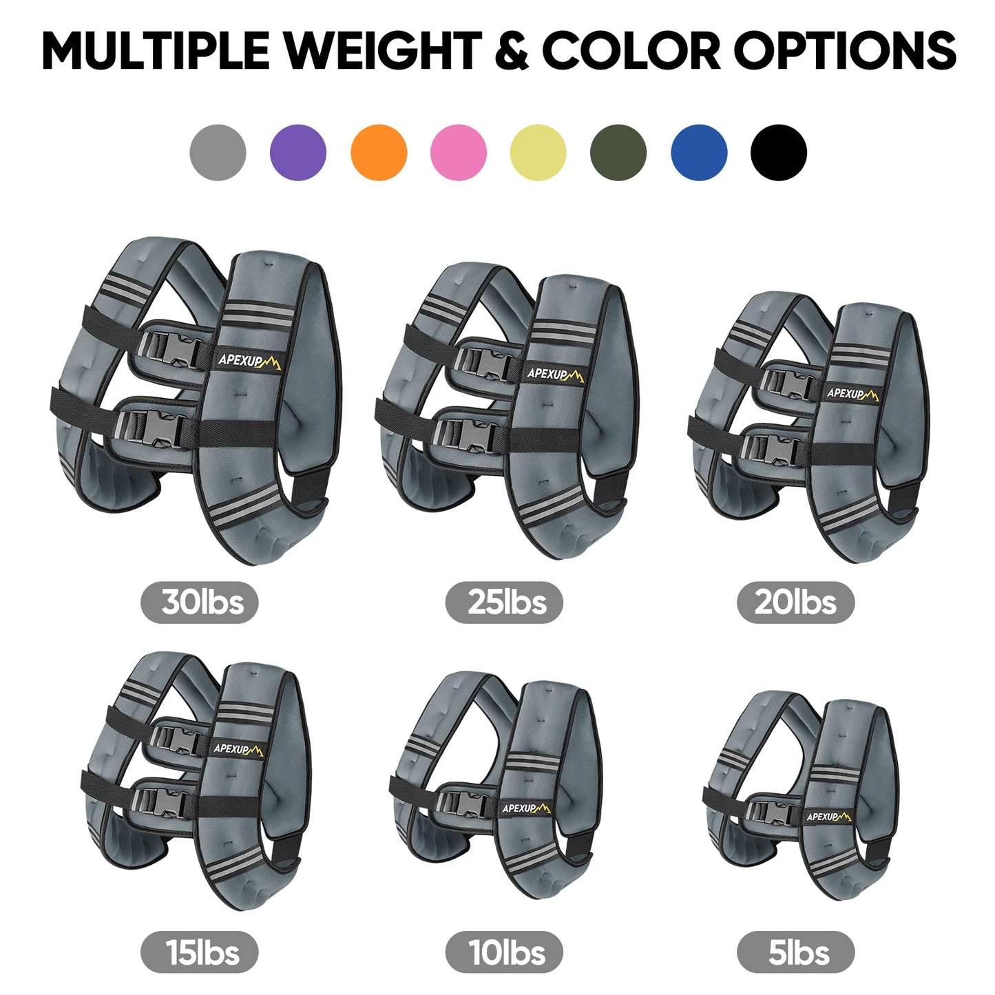 APEXUP 5lbs Weighted Vest Men Women, Weight Vest for Women Workout Equipment for Strength Training Running (Grey)