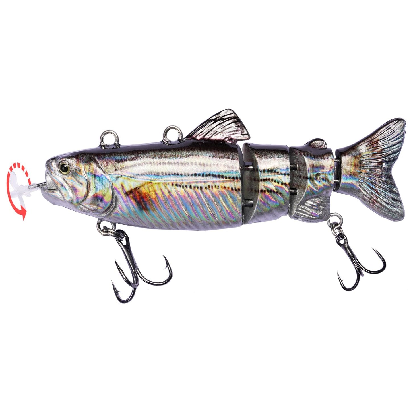 Robotic Swimming Fishing Bait Electric Lures 3.5" USB Rechargeable LED Light Wobbler 4-Segement Multi Jointed Swimbait Hard Lures Fishing Tackle