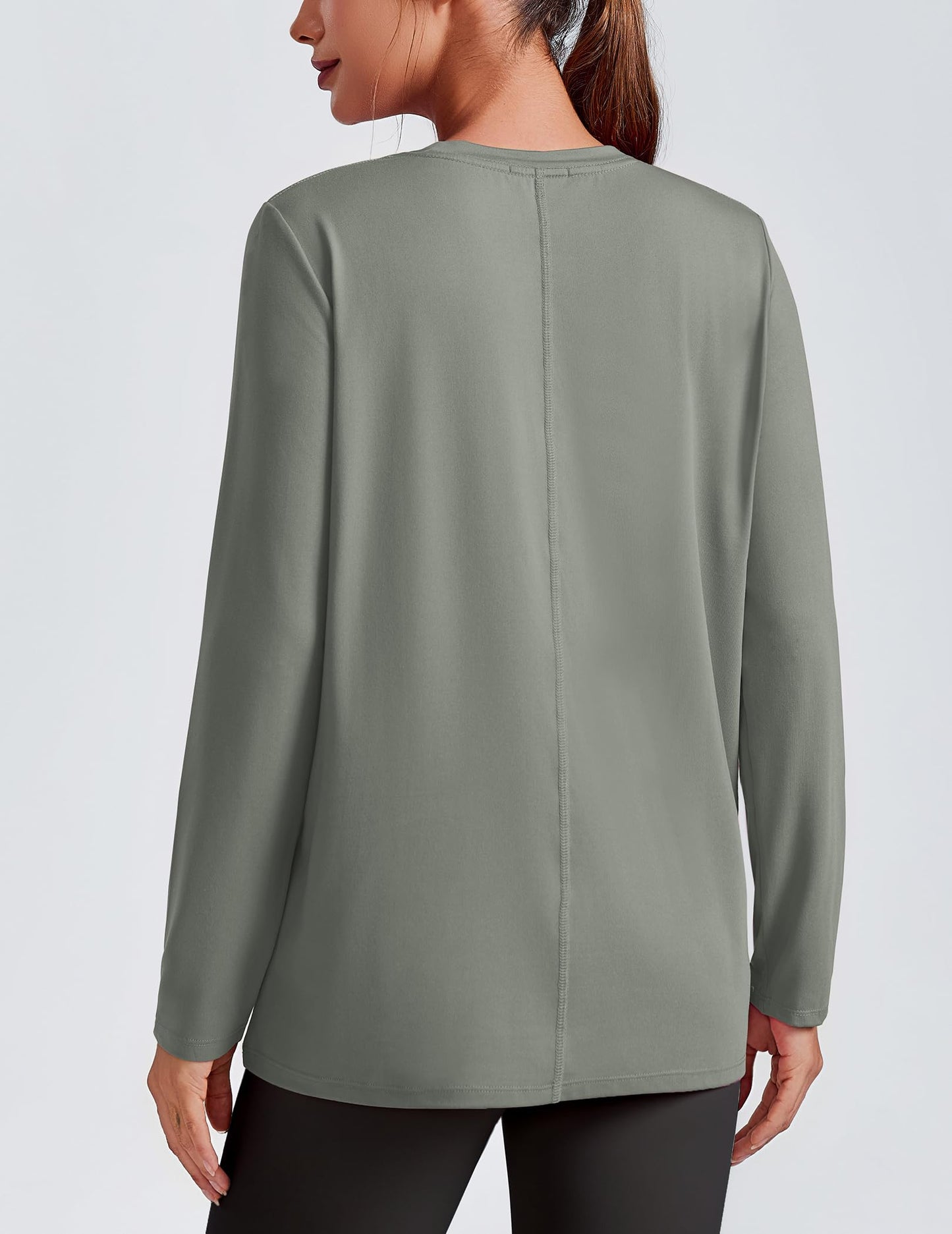 PINSPARK Workout Tops for Women Long Sleeve UPF 50+ Grey Sage M