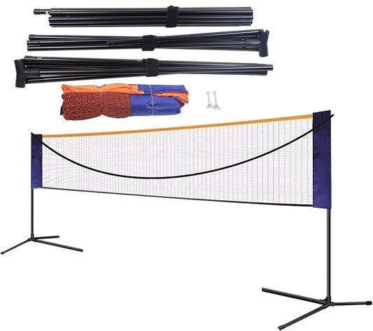 20FT Badminton Net,Portable Tennis Net,Adjustable Height Badminton Net with Stand,Volleyball Training Court Sports Tool with Carry Bag,Easy Setup for Indoor and Outdoor Play