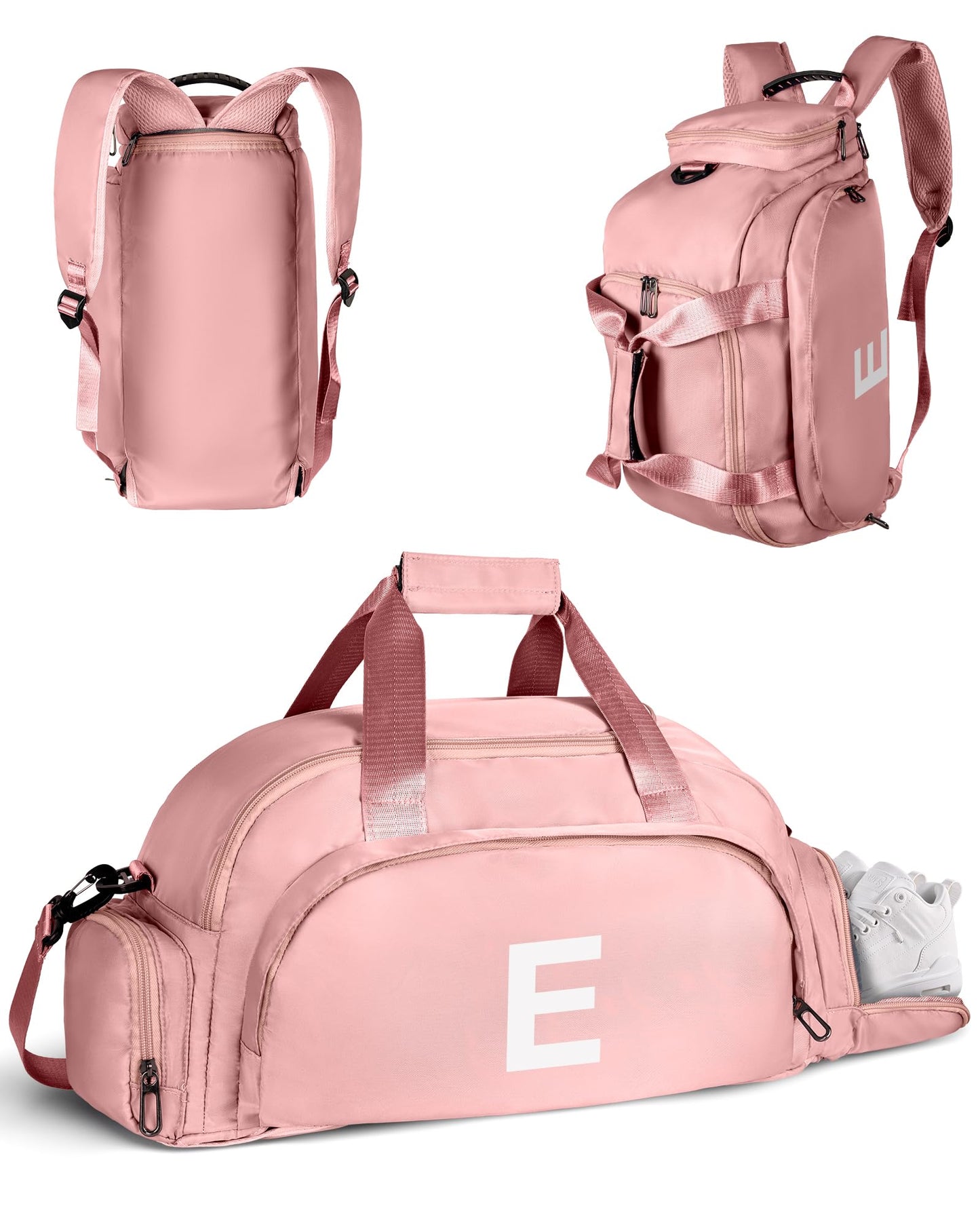 Vogewood Birthday Gifts-Tween Girls Gift Trendy Stuff, Initial Gym Bags with Shoe Compartment, Dance Bag for Girls, Monogram Kid Overnight Bags, Ballet Yoga Travel Duffle Tote (Letter E)