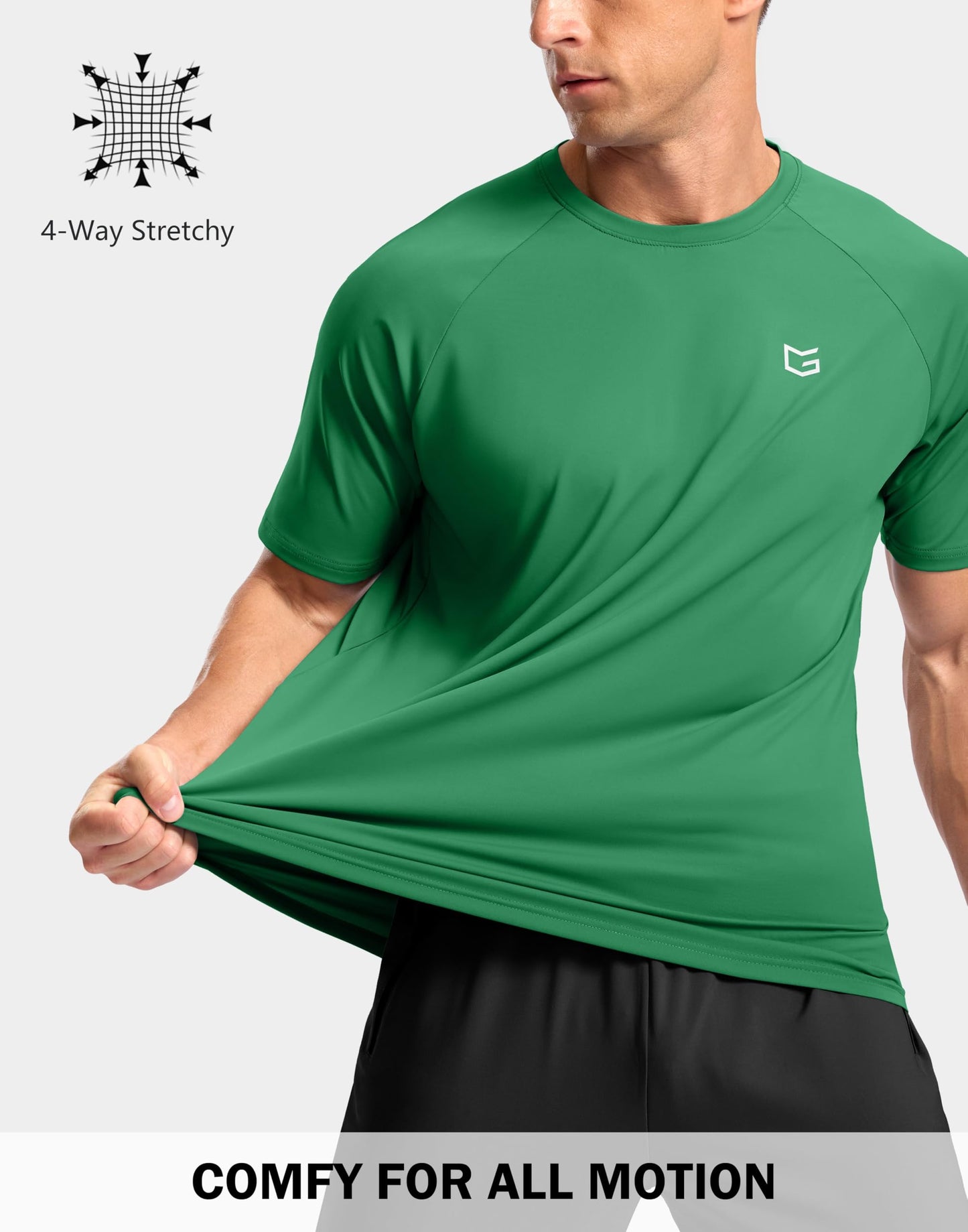 G Gradual Men's Athletic Workout T-Shirts Moisture Wicking Cooling Running Shirts Short Sleeve Performance Tee for Gym Tennis(Green,M)