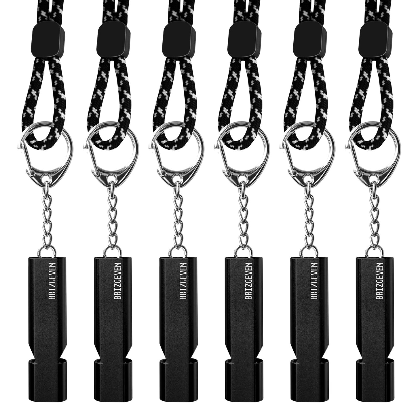 BRIZGEVEM 120dB Aluminum Emergency Survival Whistle with Lanyard & Keychain