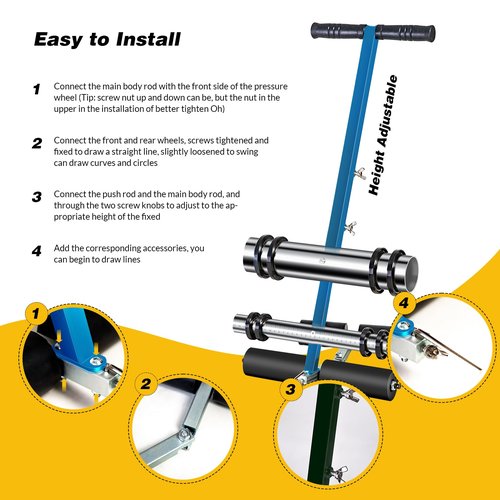 Calcy Ssay Line Striping Machine, with Drawing Circle Kit, Parking Lot Striping Machine for Driveway, Asphalt Or Concrete, Basketball Courts, Pickleball Court, Road Warning