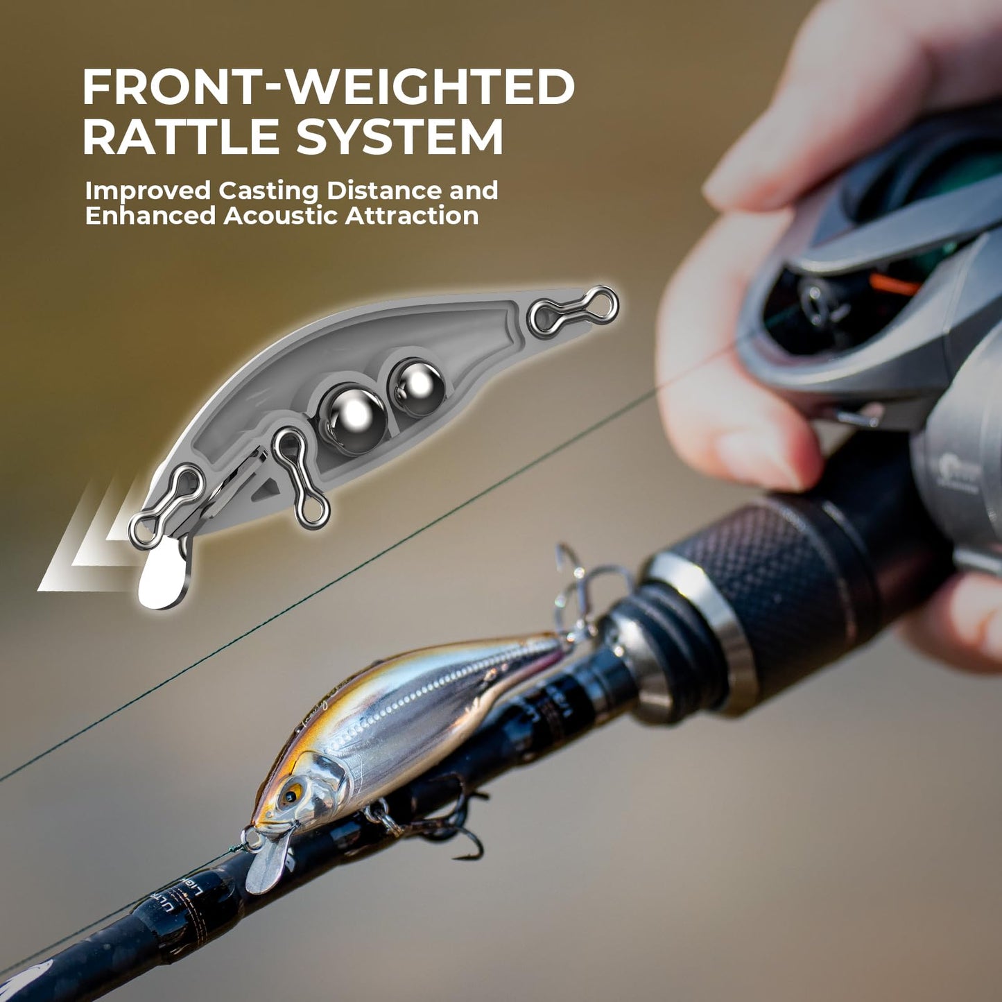 KastKing Superpower Braided Fishing Line Texas Edition - 20lb 4X 200yds with 3.7" Suspending Jerkbait, Minnow Fishing Lure with Ball Bearing Weight Transfer, Ideal for Bass, Walleye & Musky Fishing
