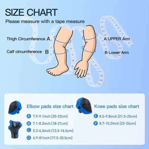 6PCS Kids Protective Gear Set, Knee Pads for Kids 3-10 Years Old, Toddler Elbow Pads, Wrist Guards, Skating Cycling Bike Rollerblading Scooter, Upgraded & Durable Material, Boys, Girls,Youth, Blue