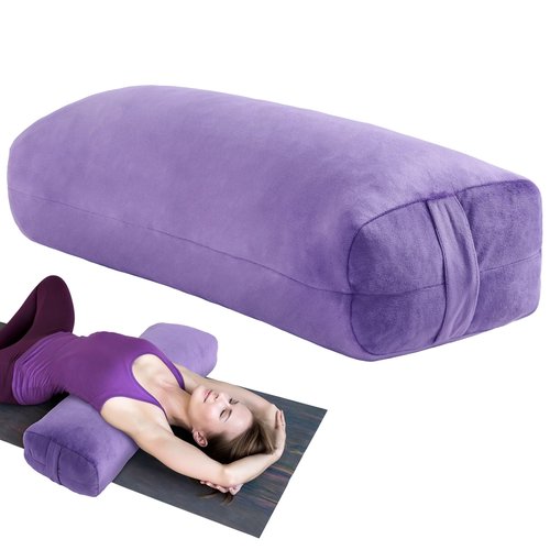 MABOZOO Yoga Bolster Pillow, Rectangular Bolster for Restorative Yoga & Meditation, Professional Meditation Cushion with Carry Handle, 27"X10"X6", Purple