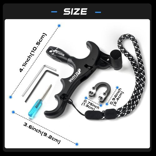 Bow Release for Compound Bow,Aluminum 360°Rotatable,Black 4 Finger Archery Release Trigger,for Both Right and Left Handers,for Both Youth and Adults,Adjustable Sensitivity and Angle,Tool Included
