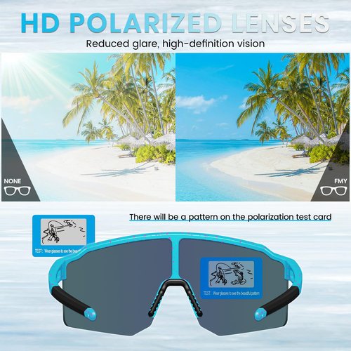 FMY TR90 Unisex Bike & Softball Sunglasses, Polarized UV400 Sports Glasses for Running/Cycling/Baseball