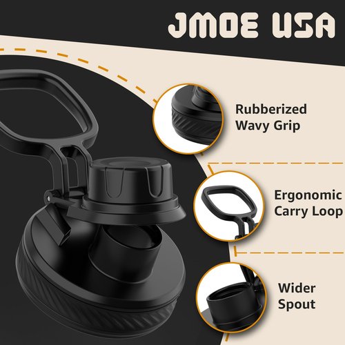 Jmoe USA Replacement Lid For Tal Ranger Pro and Manna Water Bottles | Fits 18, 26, 40, 64 oz Sizes | Shatter Resistant Material | Made of Food-Grade Plastic & Silicone | Easy Twist Cap (1-Pack)