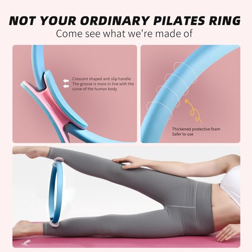 CXDYLCGF Magic Circle Pilates Ring w/Anti-Slip Grips & Adjustable Resistance | High-Density Fitness Ring for Home/Yoga/Strength/Rehab | All-Levels Women Men