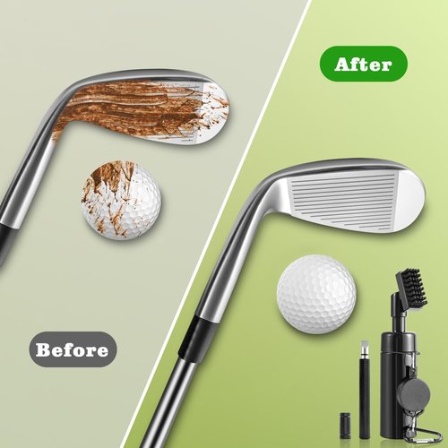 Wynaura Pro Golf Club Cleaner Brush with Golf Groove Sharpener Tool Suitable for U & V-Grooves 8 Inches Golf Water Brush with Retractable Clip Hold 5oz of Water Perfect Golf Accessories for Men/Women