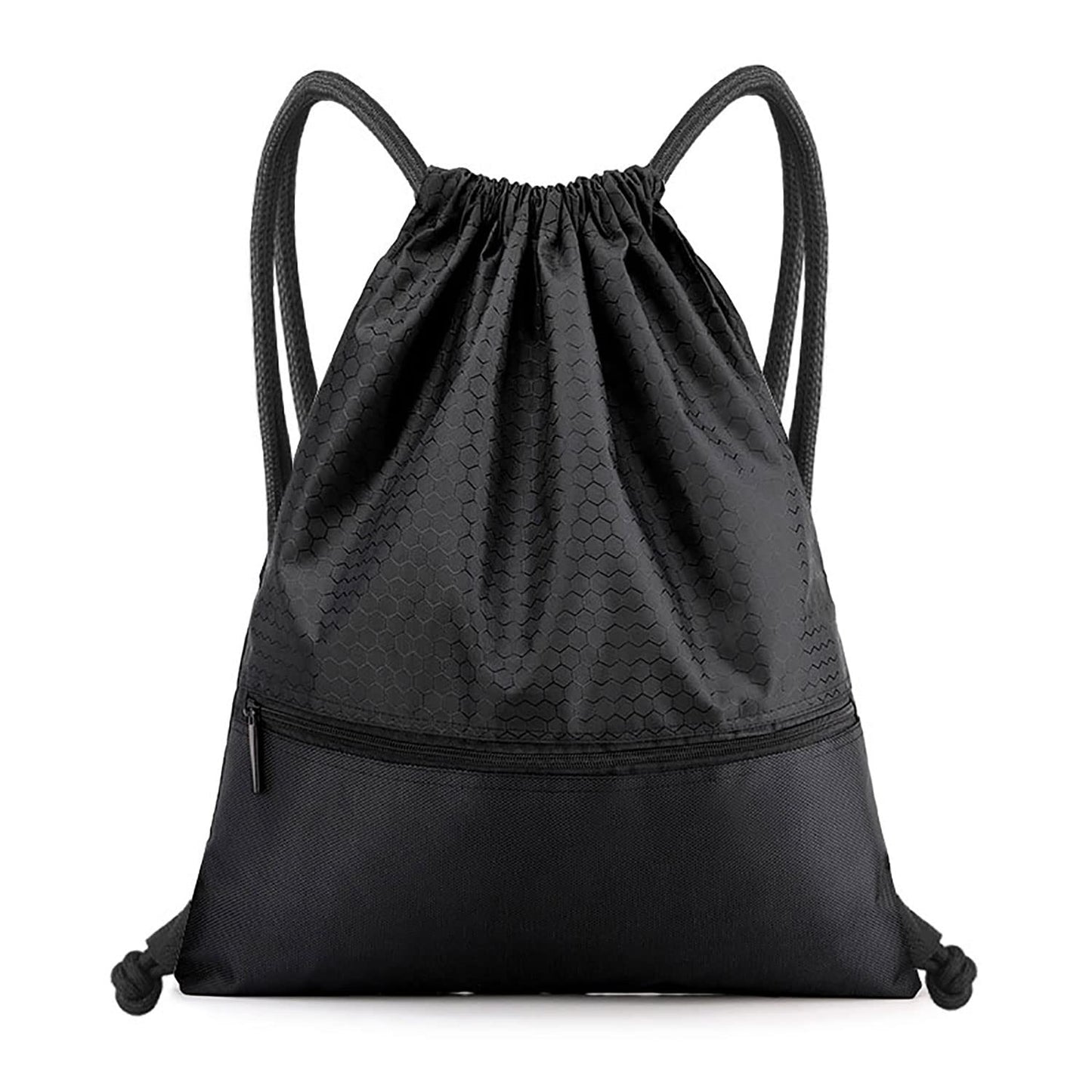 Drawstring Backpack Bag, Sports Gym Sackpack with Zipper Pocket