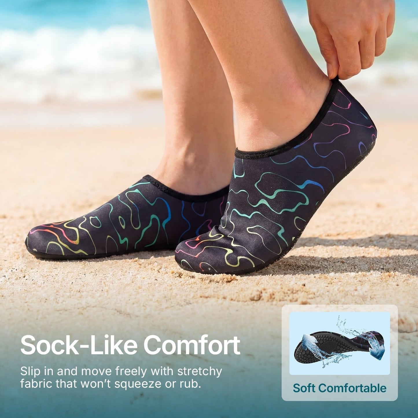 Water Shoes for Women Men Quick-Dry Aqua Socks Swim Beach Barefoot Yoga Exercise Wear Sport Accessories Pool Camping Must Haves Adult Youth Size 10-11Women/9-10Men