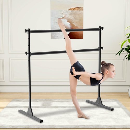 BeneLabel 4Ft Freestanding Ballet Barre 10 Height Adjustable Ballet Bar 350 lbs Capacity Steel Portable Dance Bar Double Ballet Barre for Home Fitness, Workout and Stretch