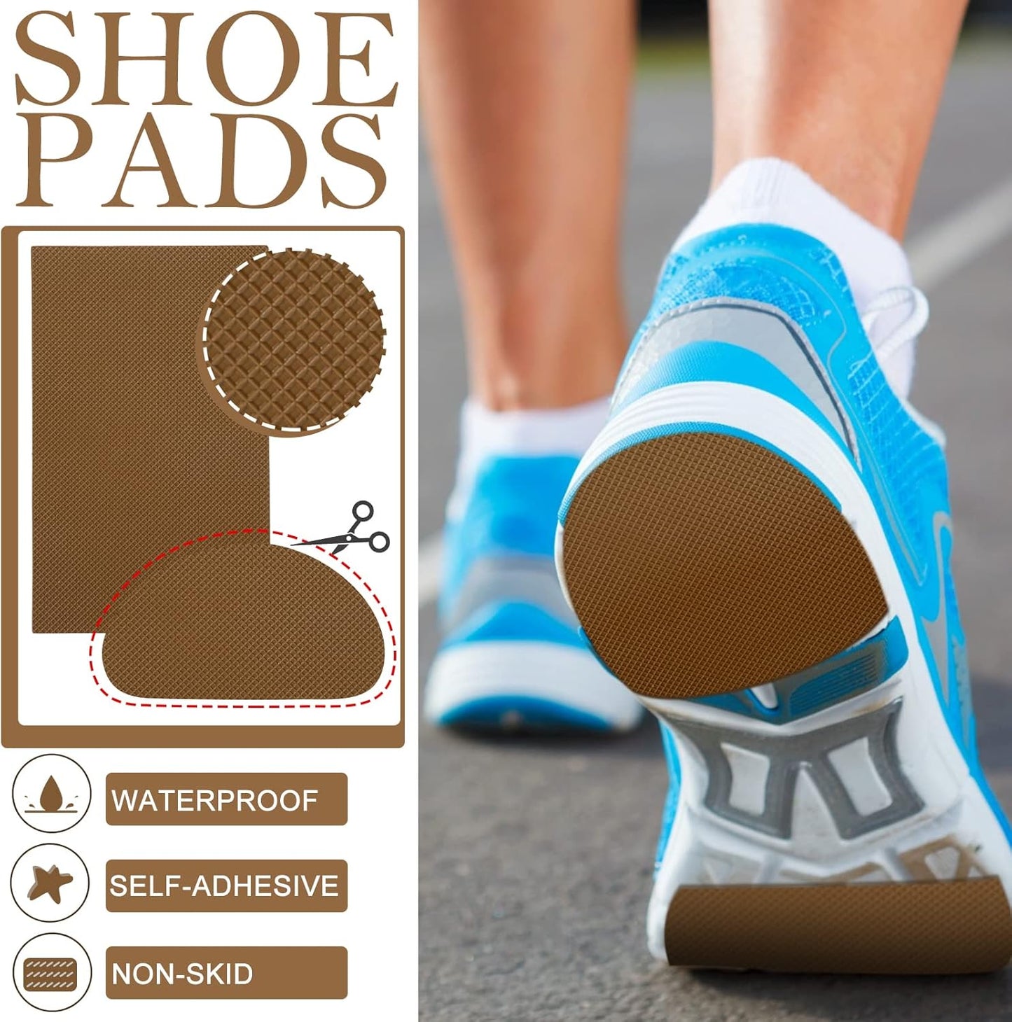 10 Pcs Non-Slip Shoe Pads for Bottom of Shoes Anti-Slip Grips Adhesive Grip Pads Sole Protector 3.1 x 5.1 Inches for Heels Trainers Treads Boots