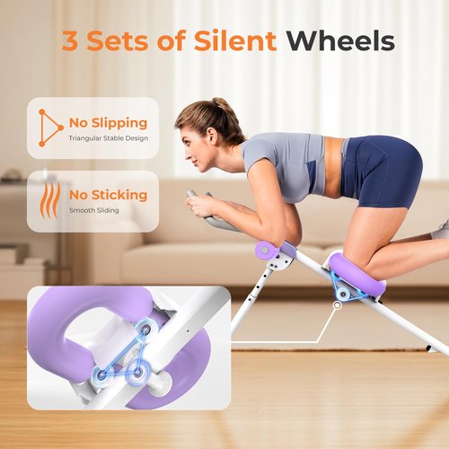 OWLSKY Ab Workout Equipment, Adjustable Ab Machine Full Body Workout for Home Gym, Strength Training Exercise Equipment for Body Shaping Foldable Waist Trainer Suitable for Beginner Purple