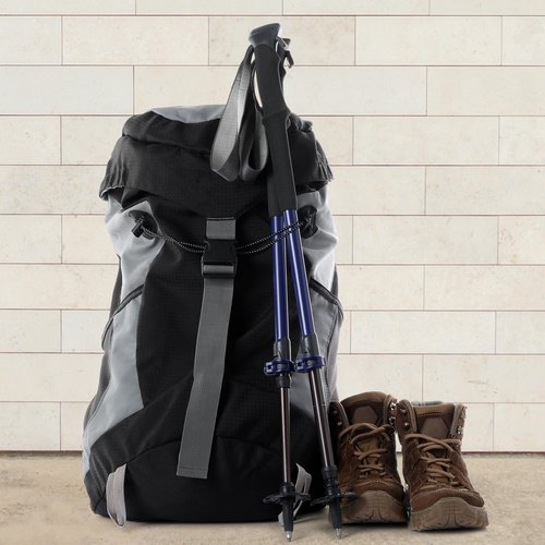 8Pcs Backpack Hiking Stick Holder, Fixing Buckle Elastic Rope, Adjustable Bungee Lanyard for Outdoor Mountaineering Hiking Trekking Poles Hiking Sticks Water Cup Umbrella(Black)