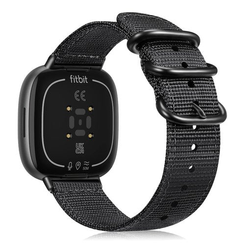 Fintie Band Compatible with Fitbit Versa 4 3 / Sense 2 1, Soft Woven Nylon Sport Replacement Strap Wrist Bands, Black