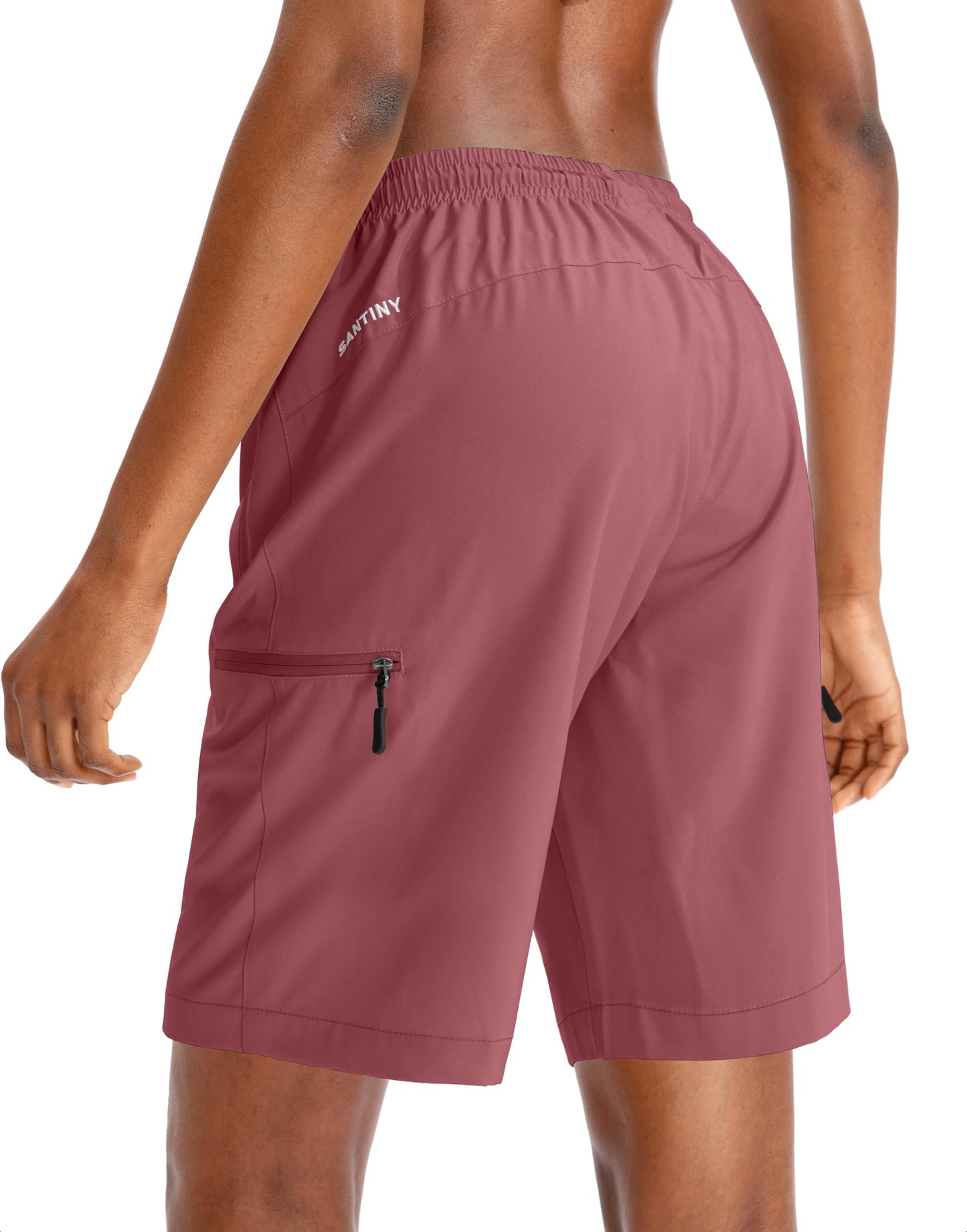 SANTINY Women's 5''/ 7''/9'' Hiking Cargo Shorts Quick Dry Lightweight Summer Shorts for Women Athletic Zipper Pockets(Dusty Pink_L)