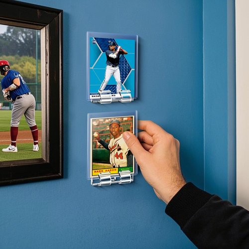 Baseball Cards Display Wall Mount 24 Pack, Acrylic Trading Cards Display for Wall
