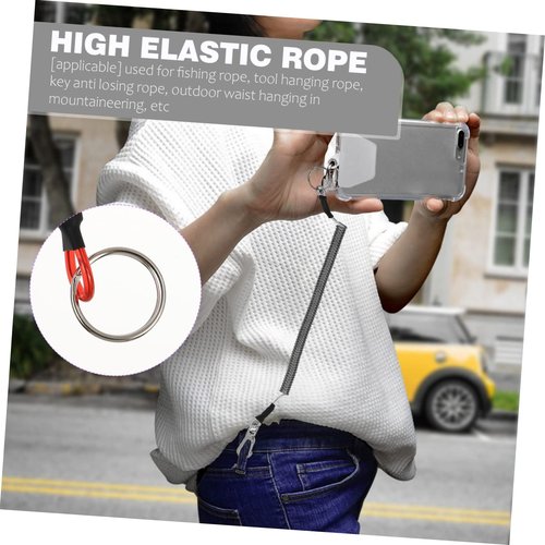 HEMOTON 5Pcs Fishing Lanyard Spring Rope Durable Retractable Coiled Cords for Outdoor Activities for Fishing Hiking Camping and Mountaineering