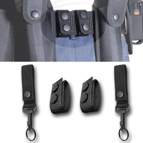 6Pcs Nylon Duty Belt Keepers for Duty Belt, Tactical Belt Loop Clip Molle Key Holder With Double Snaps - Police Security Law Enforcement Accessories