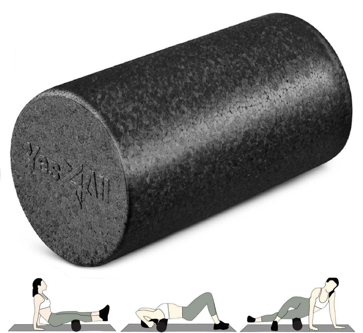 Yes4All EPP Exercise Foam Roller – Extra Firm High Density Foam Roller – Best for Flexibility and Rehab Exercises (12 inch, Black)