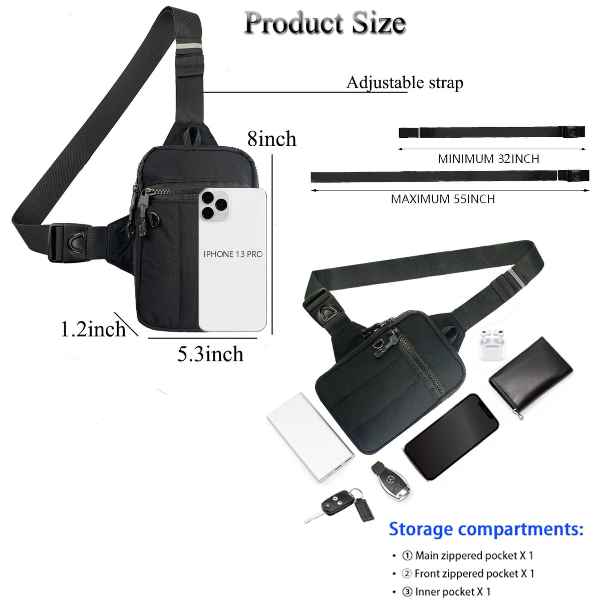 Vpoofree Mini Sling Bag for Men Crossbody,Small Chest Bag Casual Trendy Waterproof Lightweight Phone Crossover Daypack (Small sling bag-J)