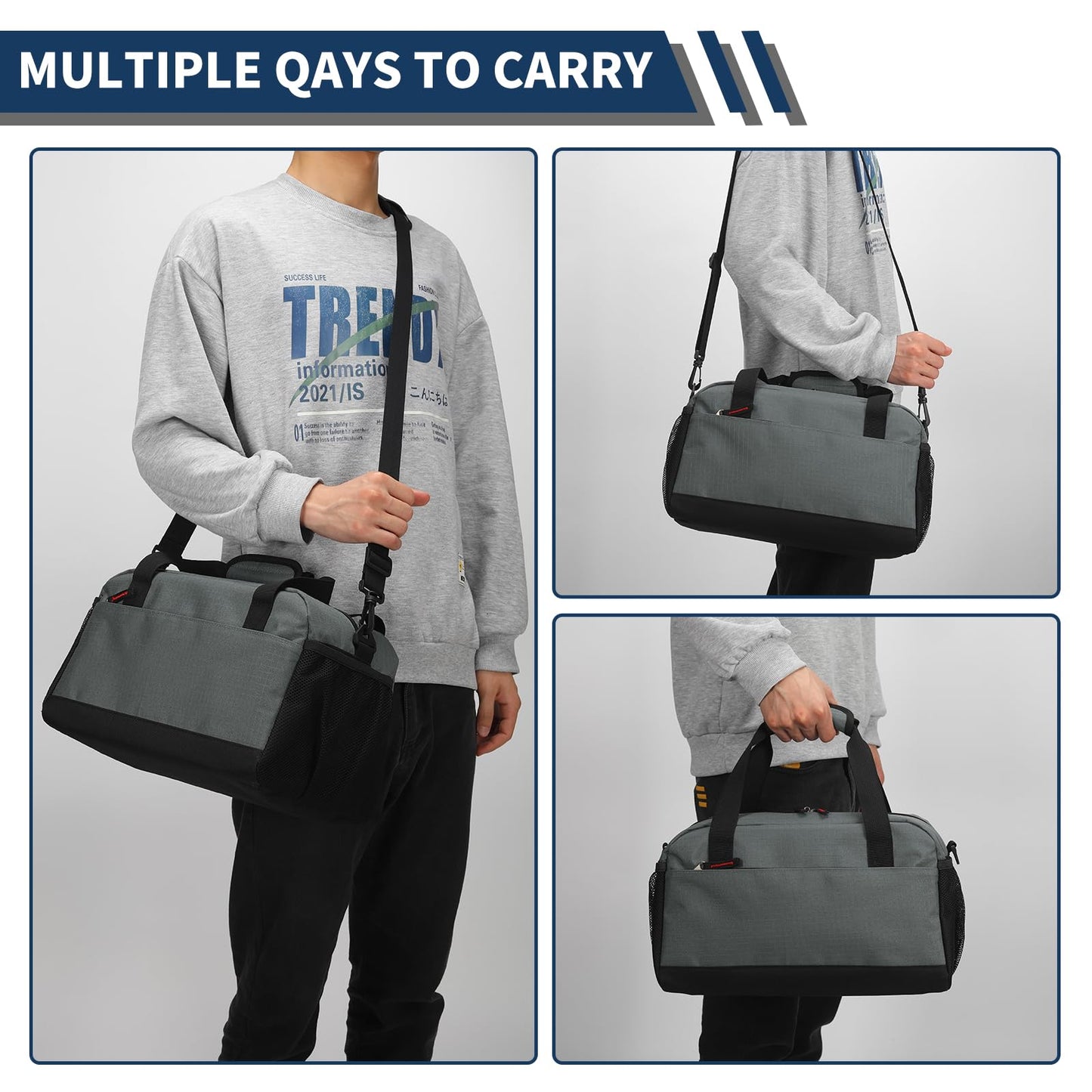 THSOGO Small Gym Bag with Wet Pocket - 14 inch Mini Duffle Bag for Men & Women Lightweight Carry On Bag for Travel Sport - Dark Grey