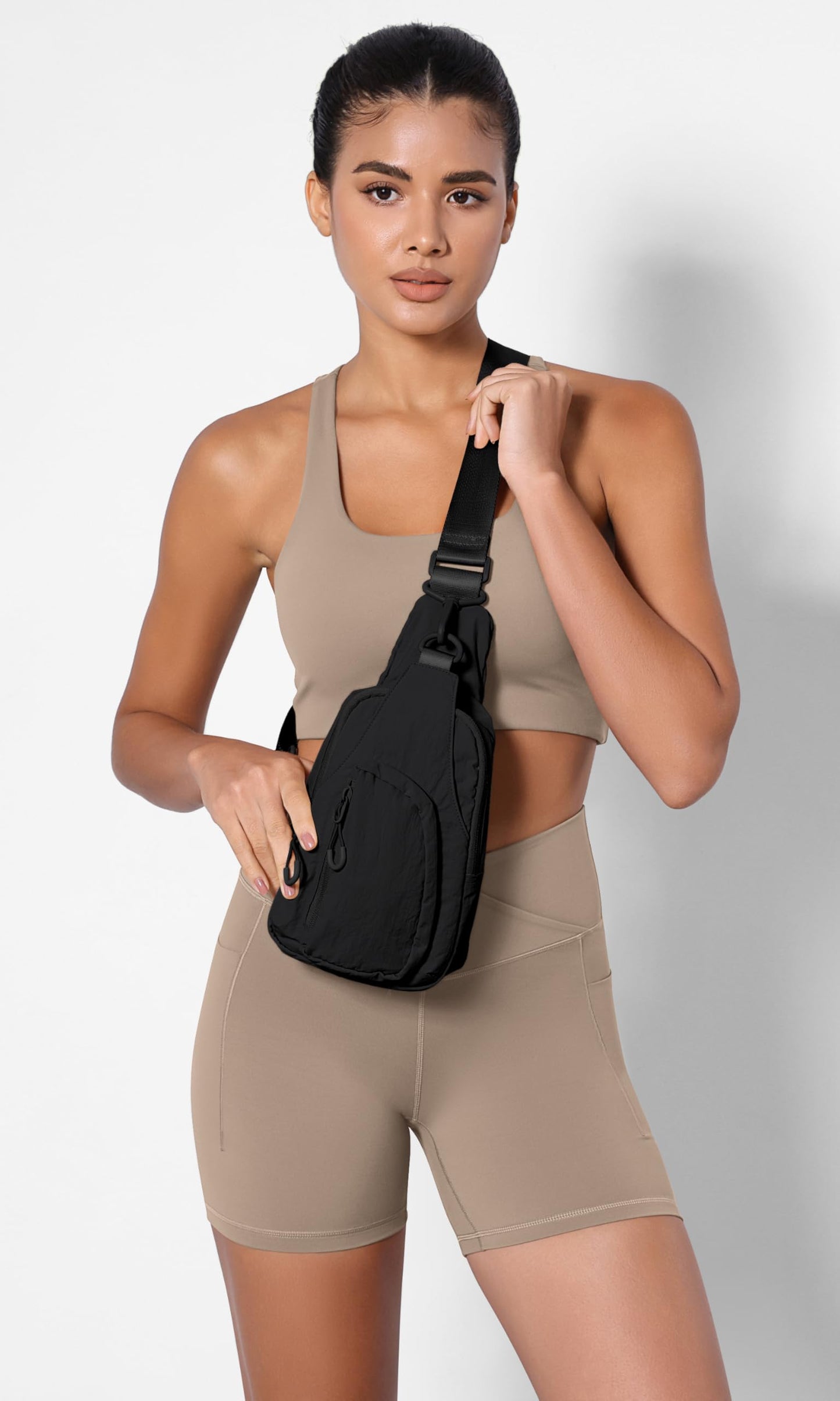 ODODOS Sling Bag with Adjustable Straps Crossbody Chest Bag Lightweight Small Backpack for Casual Outdoor Traveling Hiking, Black