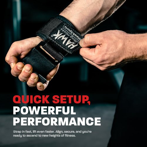 Hawk Sports Black - Lifting Hooks - Wrist Hooks for Weightlifting