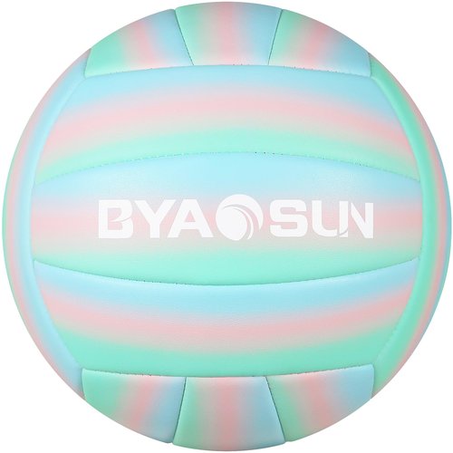 BYAOSUN Beach Volleyball Soft Official Size 5 Volleyball,Training Waterproof Volleyballs for Indoor Outdoor Pool Beginner Teenager Adult(Blue Pink Green)